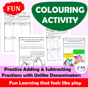 Adding & Subtracting Fractions with Unlike Denominators Colouring Activity