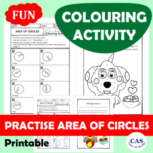 Area of Circles Colouring Activity | Years 6-8 Geometry | Fun Maths Worksheet
